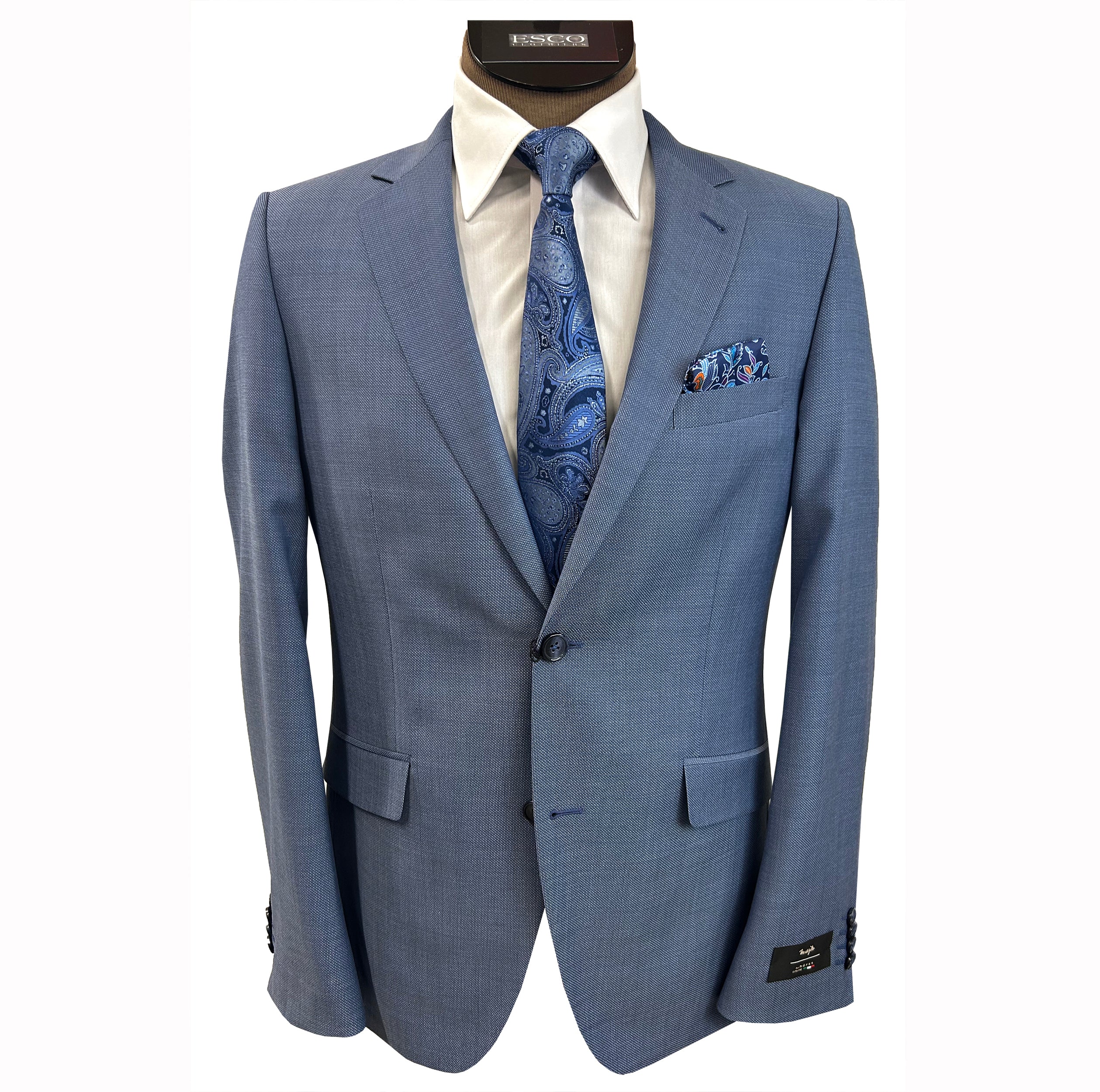 Horst Blue Italian Wool 2 Piece Suit - Slim Fit Men's Suit – ESCO