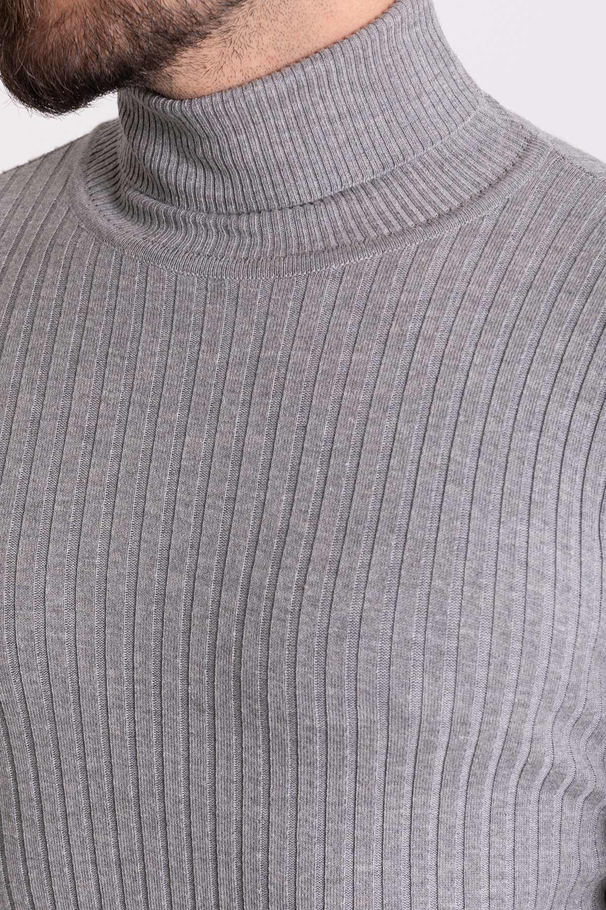 MCR MEN'S RIB TURTLENECK SWEATER- DARK GREY - Main Image