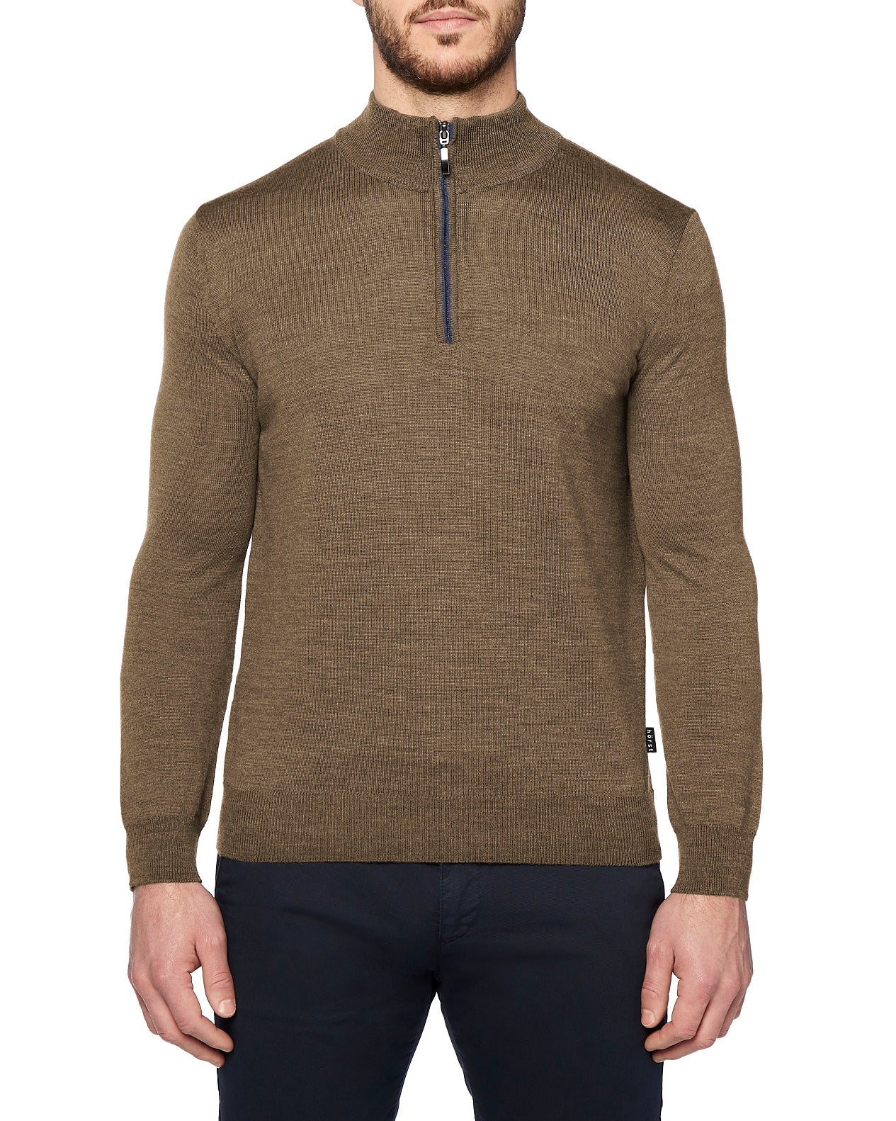 HORST SWEATER- MOCK ZIP TAUPE – ESCO CLOTHIERS HORST SWEATER- MOCK ZIP TAUPE – ESCO CLOTHIERS