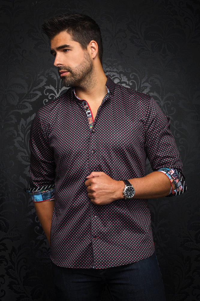 AU NOIR SHIRT- BRADFORD BLACK/RED