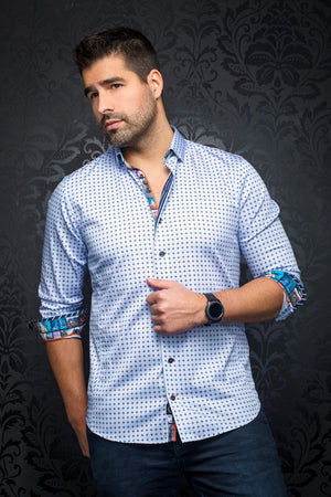 AU NOIR SHIRT- BRADFORD L.BLUE/ORANGE