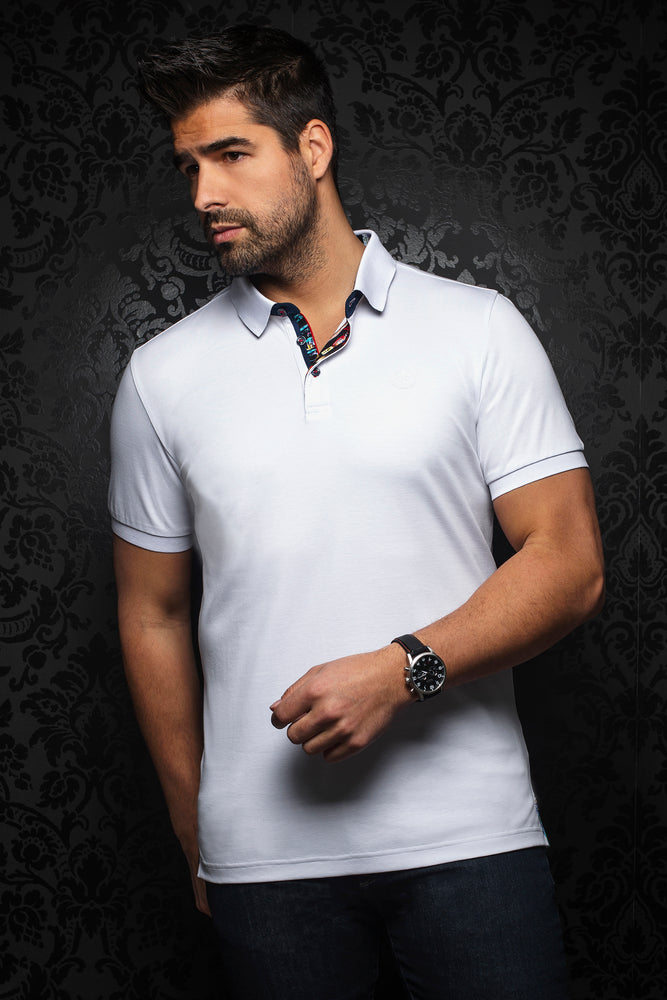 AU NOIR POLO SHIRT- EAGLE WHITE