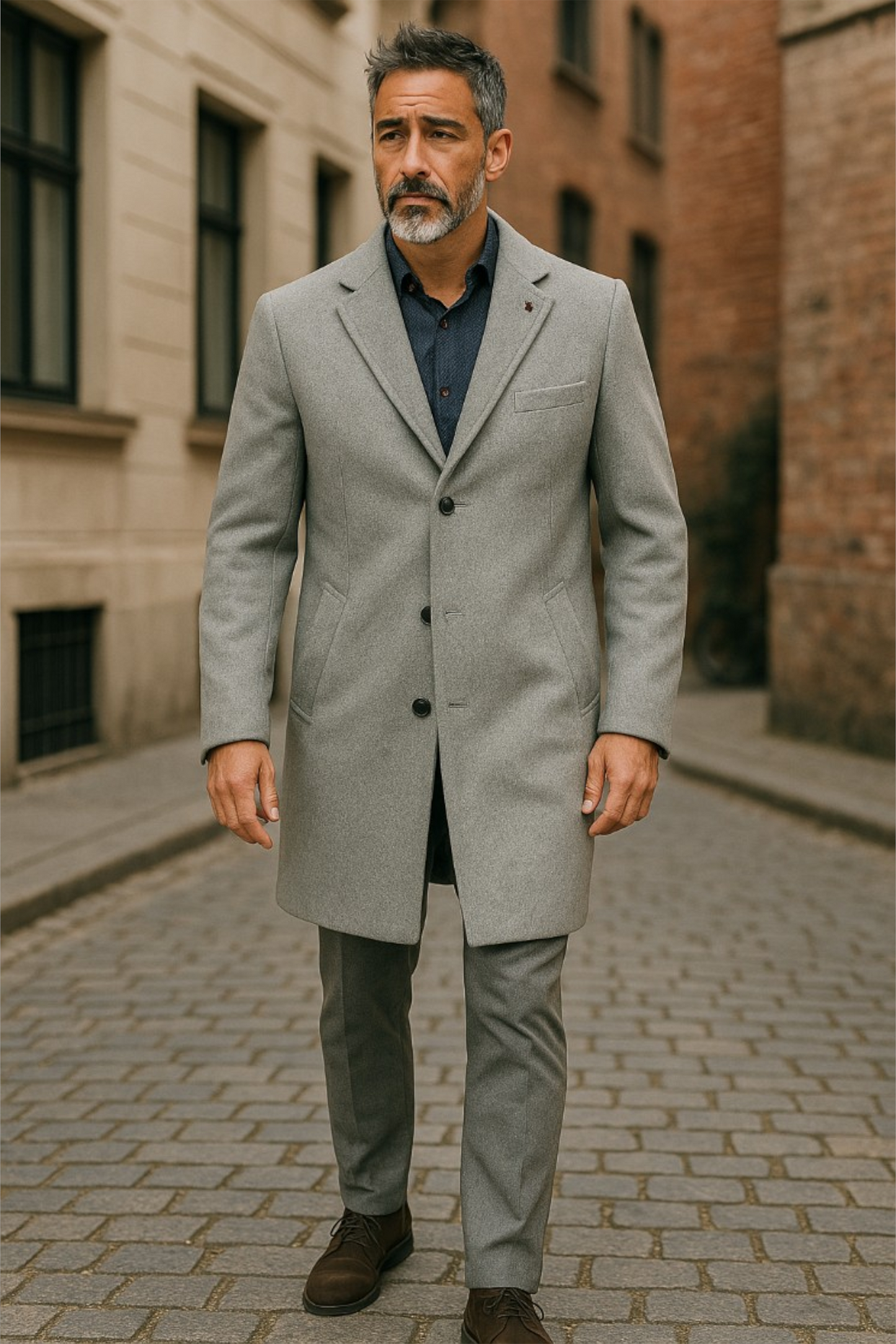 Men's Grey Dress Coat - Au Noir Klamath Three-Button Men's Grey Dress Coat - Au Noir Klamath Three-Button