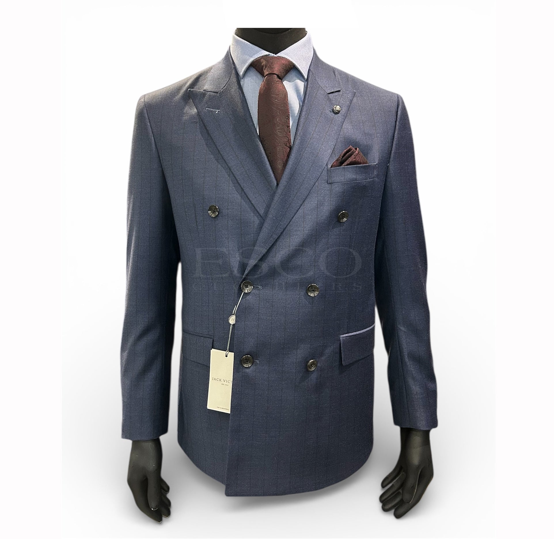 Jack Victor Ernest Navy Pinstripe Double Breasted Suit | 100