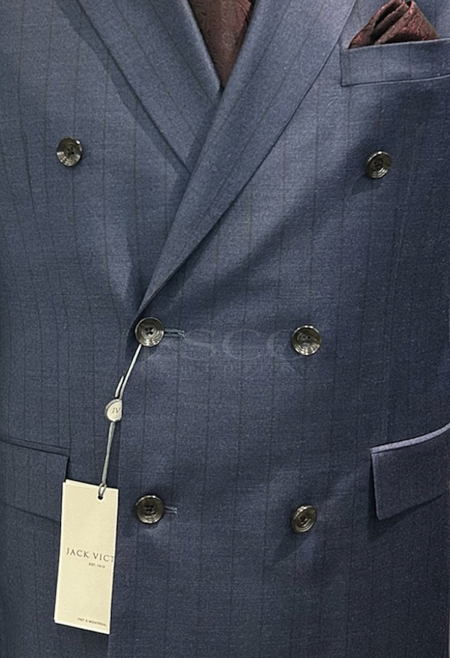 Jack Victor Ernest Navy Pinstripe Double Breasted Suit | 100