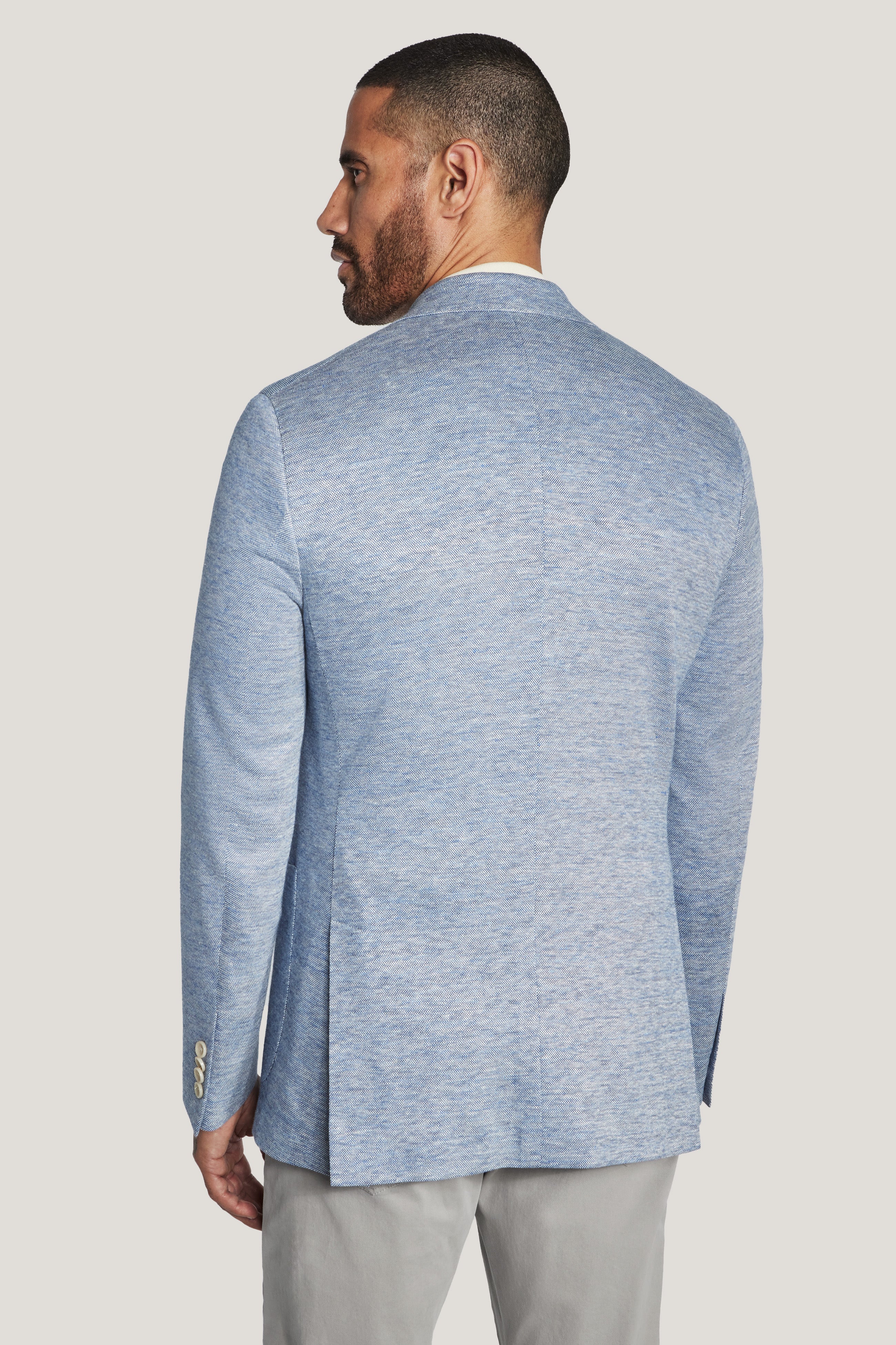 Jack Victor Hartford Light Blue Knit Blazer - Loro Piana Linen