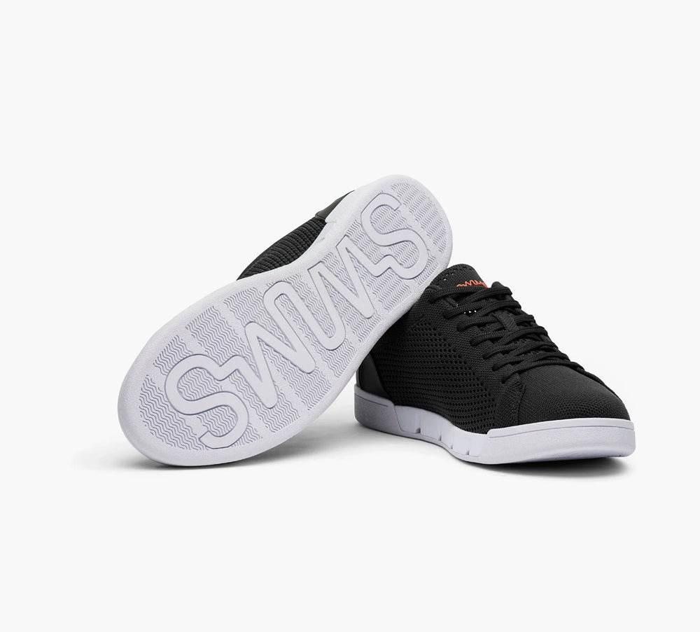 SWIMS BREEZE TENNIS KNIT SHOES BLACK WHITE ESCO CLOTHIERS