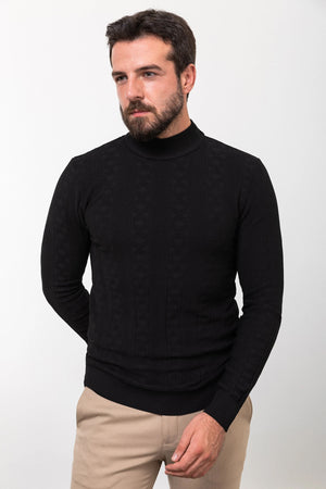 MCR MEN'S MOCK NECK SWEATER- BLACK