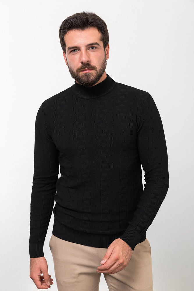 MCR MEN'S MOCK NECK SWEATER- BLACK