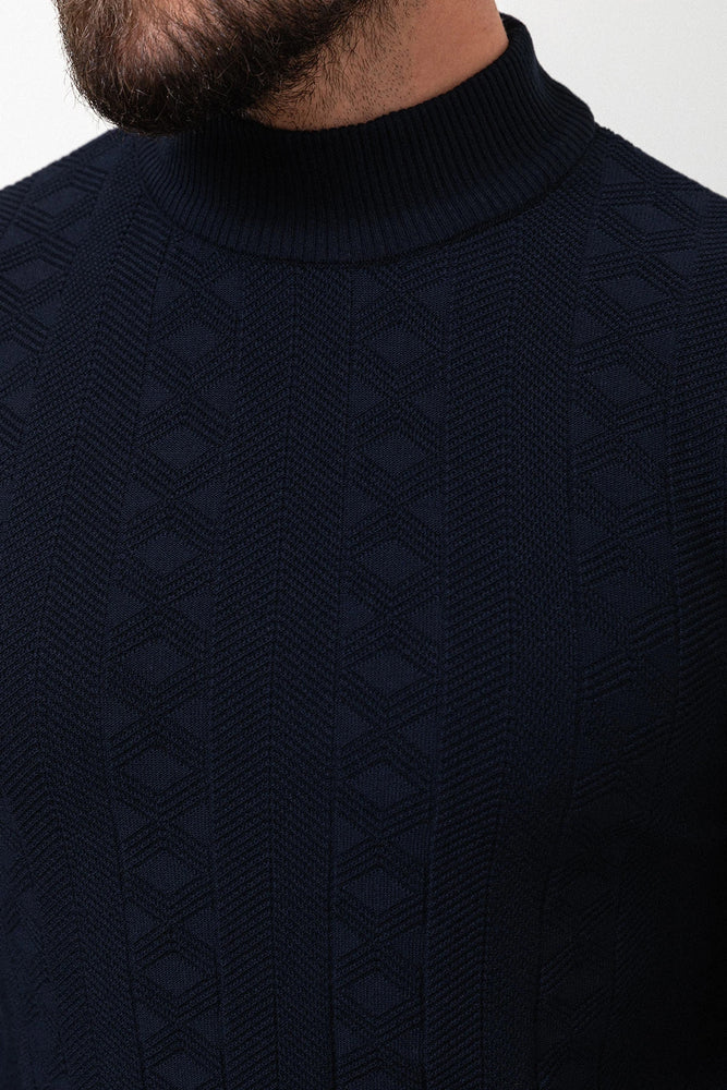 MCR MEN'S MOCK NECK SWEATER- DARK BLUE