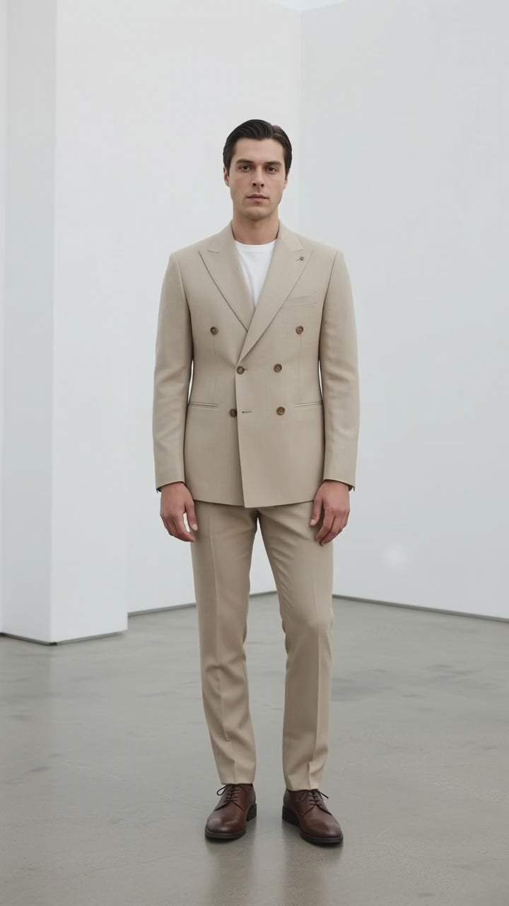 Delmont 2-Piece Suit- Double Breasted BEIGE