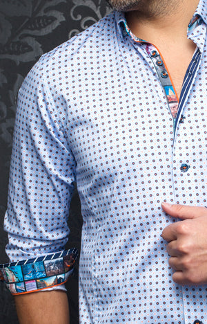 AU NOIR SHIRT- BRADFORD L.BLUE/ORANGE