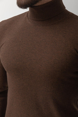 MCR MEN'S TURTLENECK SWEATER- BROWN