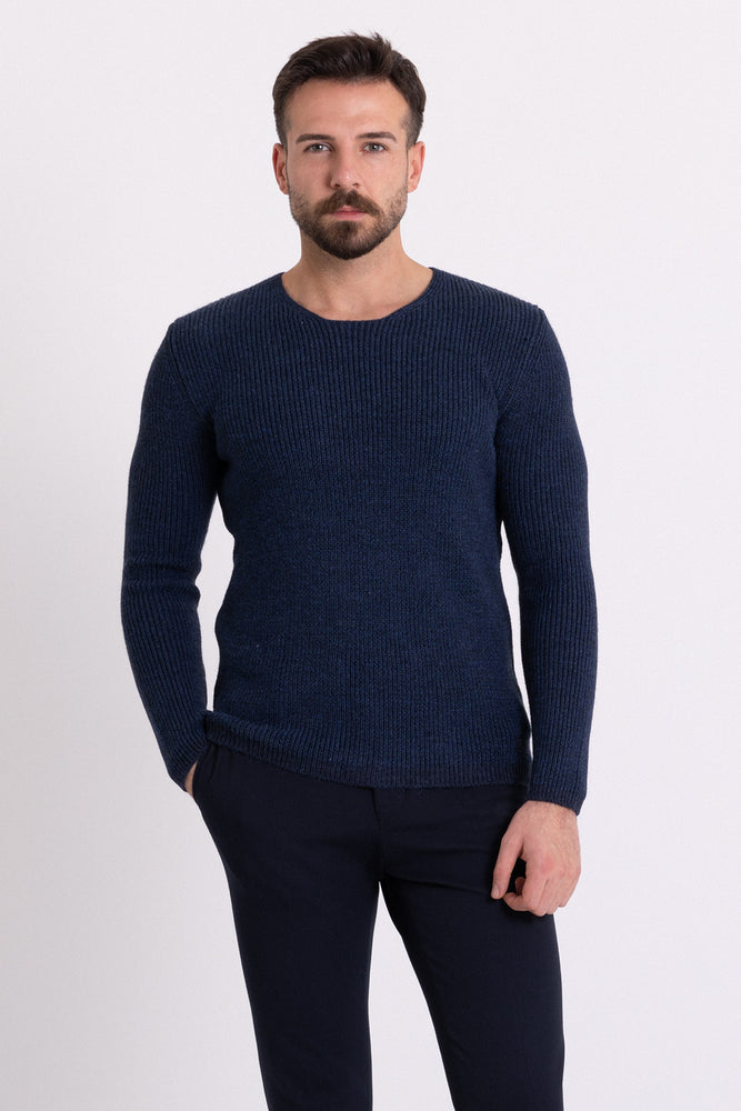 MCR MEN'S CREW NECK SWEATER- DARK BLUE/INDIGO