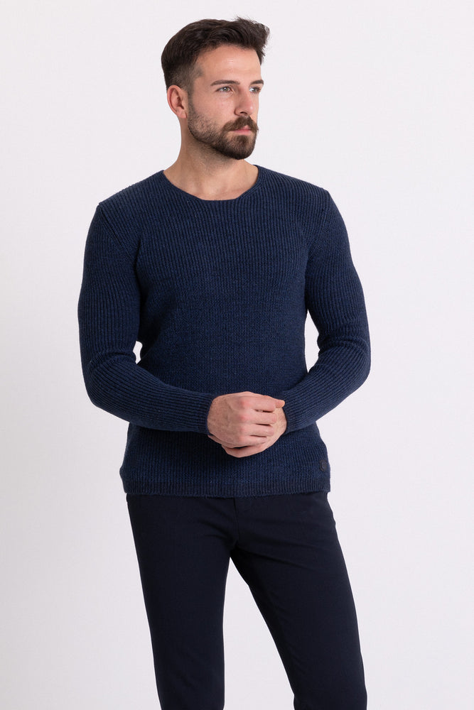 MCR MEN'S CREW NECK SWEATER- DARK BLUE/INDIGO