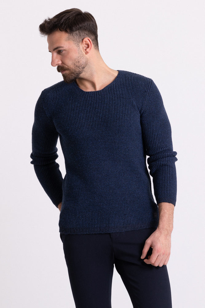 MCR MEN'S CREW NECK SWEATER- DARK BLUE/INDIGO