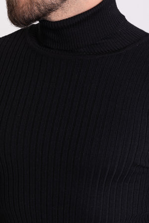 MCR MEN'S RIB TURTLENECK SWEATER- BLACK