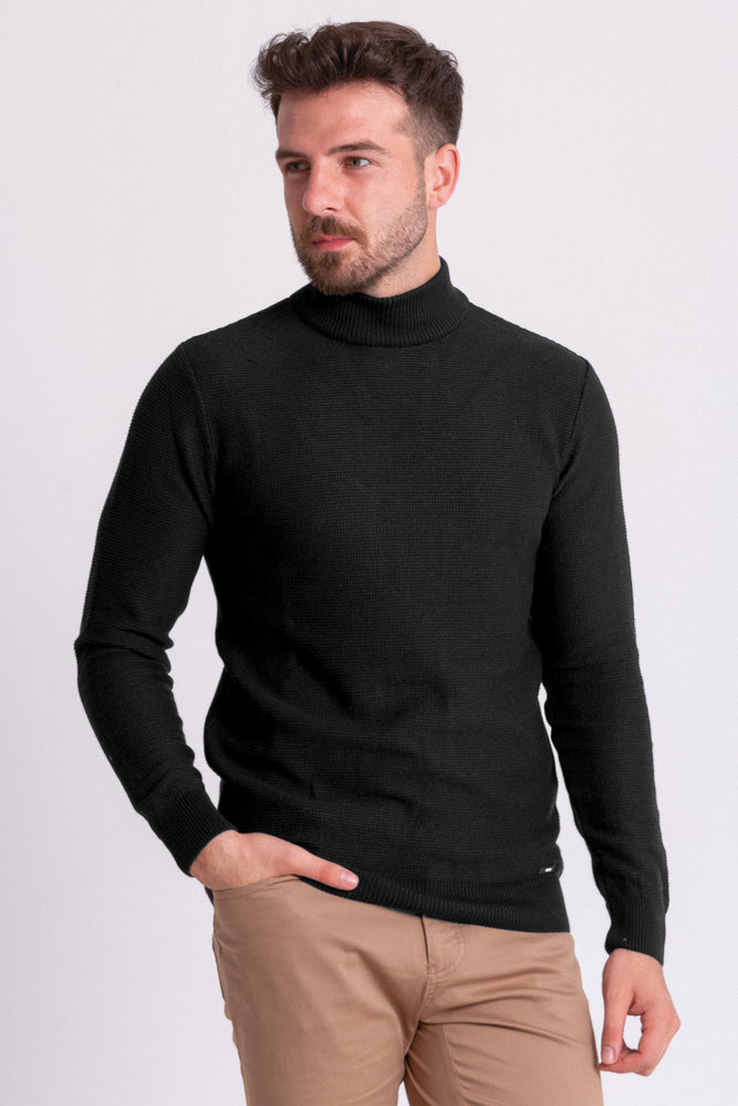 MCR MEN'S MOCK NECK SWEATER- BLACK