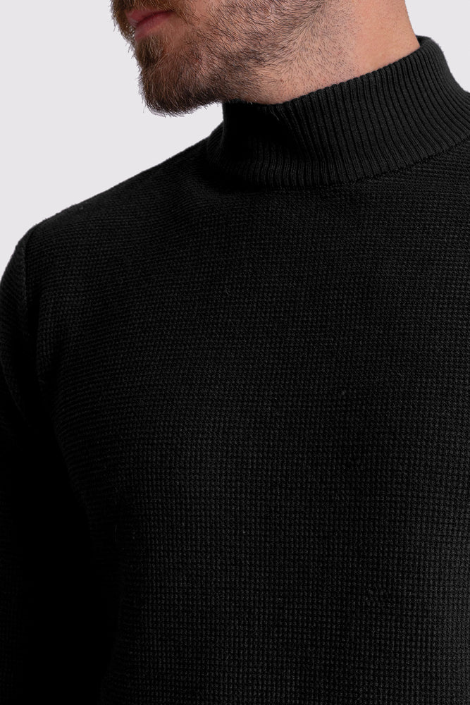 MCR MEN'S MOCK NECK SWEATER- BLACK