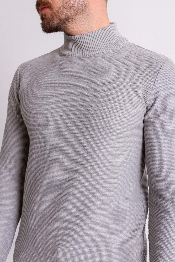 MCR MEN'S MOCK NECK SWEATER- LIGHT GREY