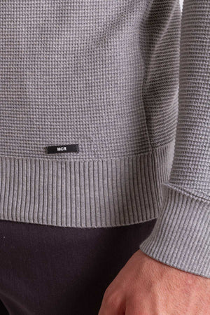 MCR MEN'S MOCK NECK SWEATER- LIGHT GREY