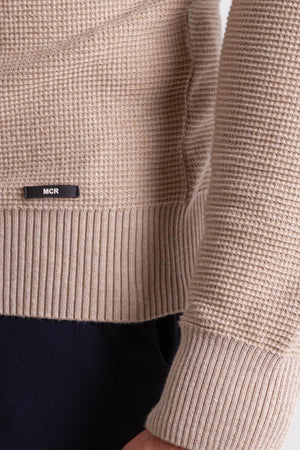 MCR MEN'S MOCK NECK SWEATER- BEIGE