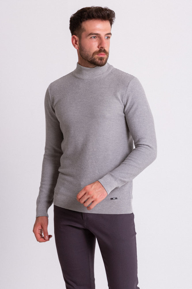 MCR MEN'S MOCK NECK SWEATER- LIGHT GREY