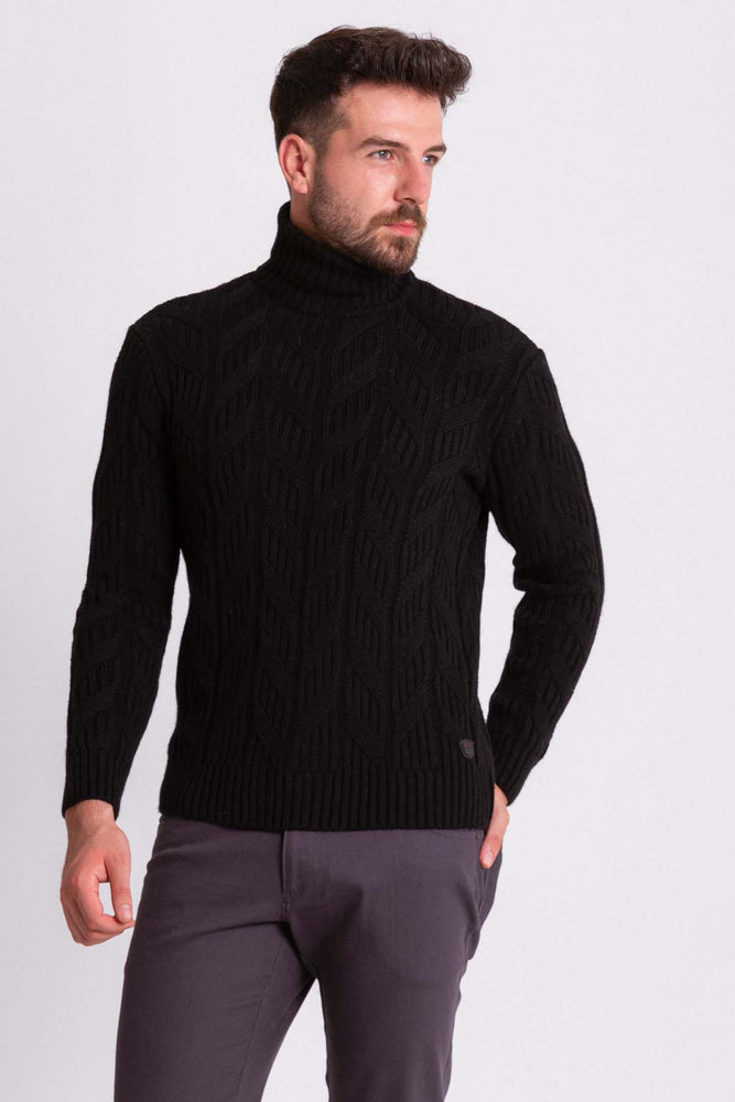 MCR MEN'S TURTLENECK SWEATER- BLACK