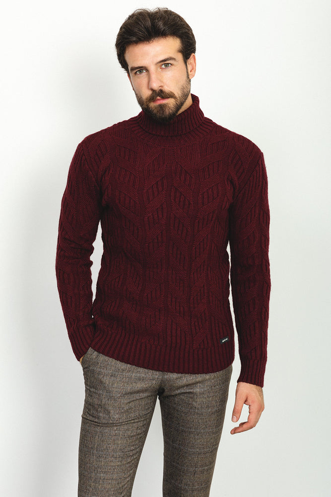 MCR MEN'S TURTLENECK SWEATER- BURGUNDY