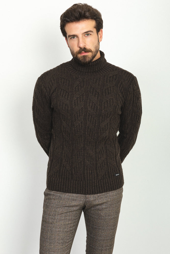 MCR MEN'S WOOL SWEATER- BROWN