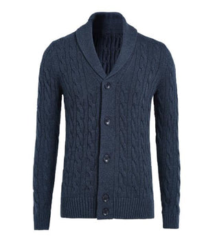 LIAM DANIEL RIBBED CARDIGAN- BLUE