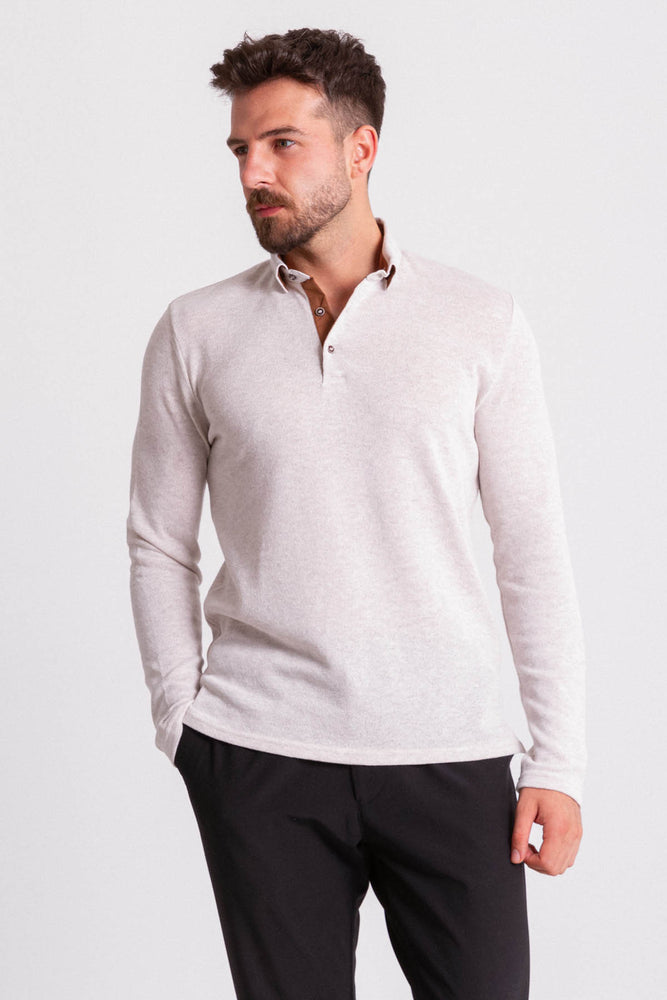 MCR MEN'S LONG SLEEVE POLO- BEIGE