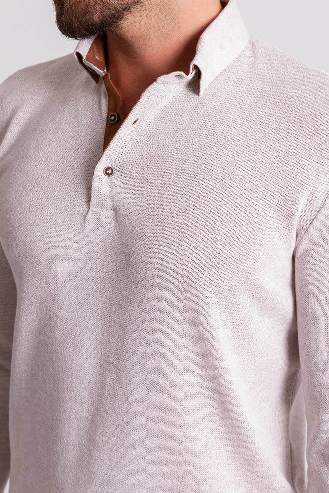 MCR MEN'S LONG SLEEVE POLO- BEIGE