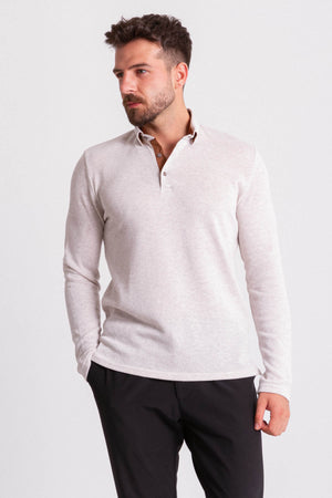MCR MEN'S LONG SLEEVE POLO- BEIGE