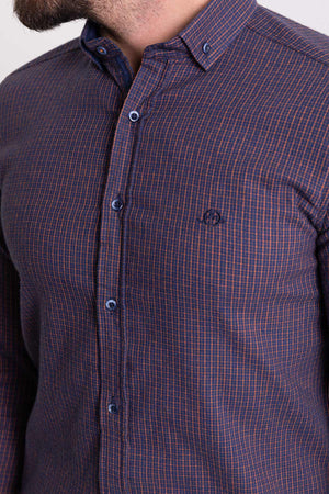 MCR MEN'S LONG SLEEVE SHIRT- D.BLUE/ORANGE