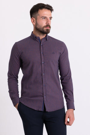 MCR MEN'S LONG SLEEVE SHIRT- D.BLUE/ORANGE