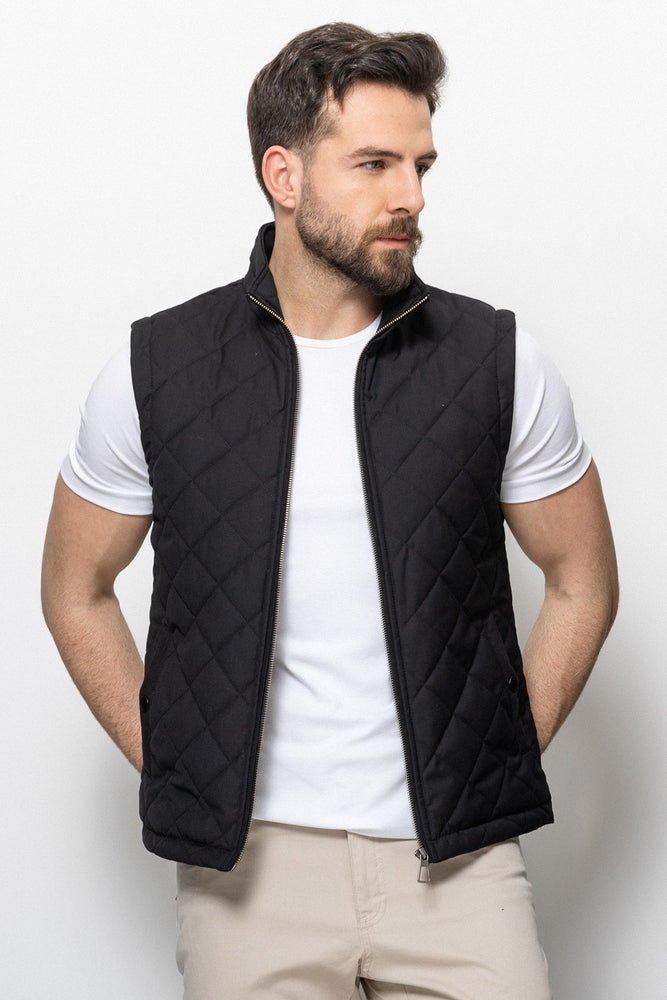 MCR MEN'S QUILTED SPORT VEST-BLACK