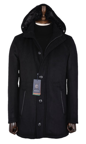 ZIVER HOODED WINTER COAT- BLACK