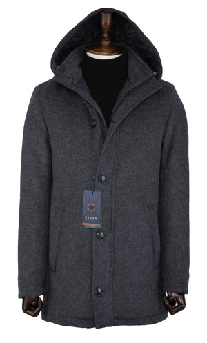 ZIVER HOODED WINTER COAT- CHARCOAL