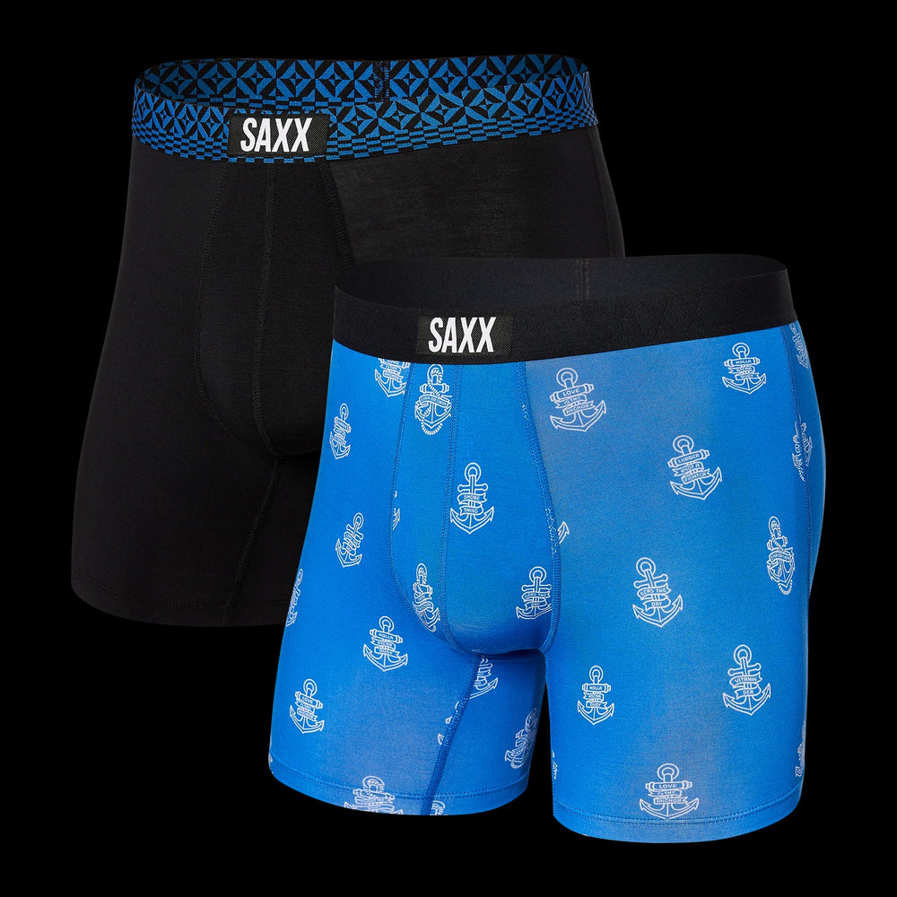 SAXX VIBE BOXER BRIEF- 2 PACK VITAMIN SEA/ BLACK – ESCO CLOTHIERS
