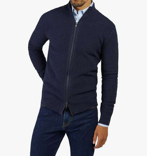 LIAM DANIEL SWEATER WITH ZIP CLOSURE- NAVY