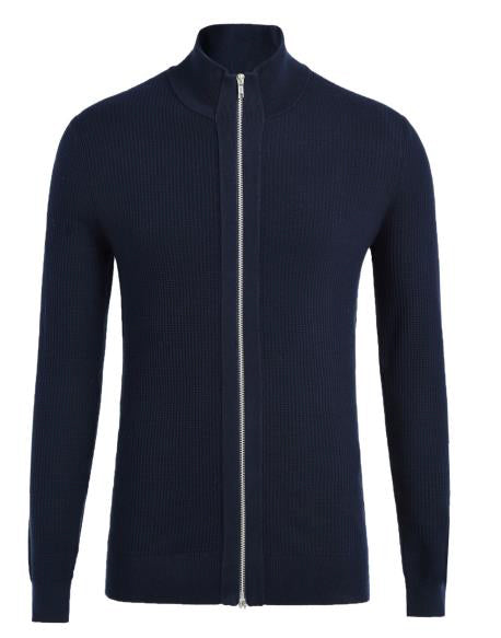 LIAM DANIEL SWEATER WITH ZIP CLOSURE- NAVY