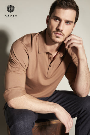 HORST LONG SLEEVE POLO- MOCHA