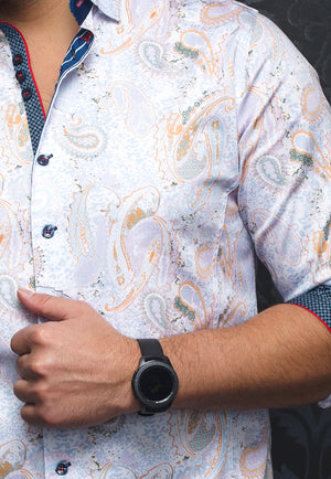 AU NOIR SHIRT- DECCAN WHITE/ORANGE