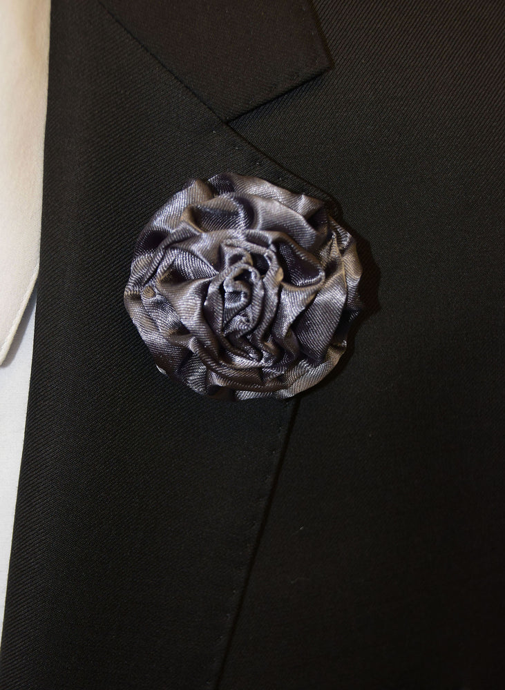 IKE BEHAR FLOWER PIN- CHARCOAL