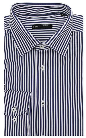 HORST LONG SLEEVE SHIRT- NAVY/WHITE