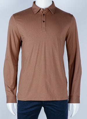 HORST LONG SLEEVE POLO- MOCHA