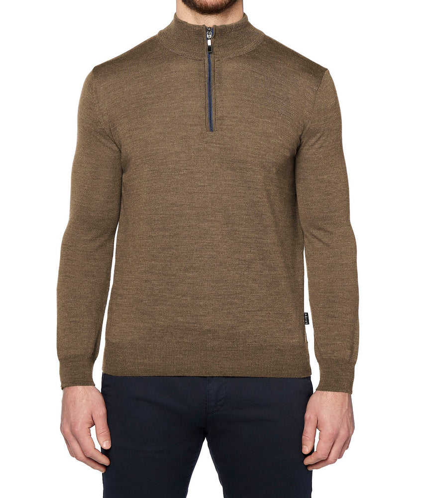 HORST SWEATER- MOCK ZIP TAUPE