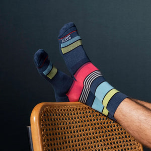 SAXX CREW SOCKS- SUPER STRIPE BRIGHT MULTI