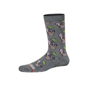 SAXX CREW SOCKS- DRUNKEN SKULLS GREY